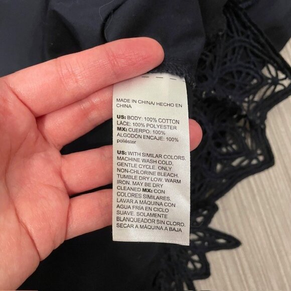 Chico's Lace Trim Blouse Top Size XL (16) Navy Blue - Picture 14 of 16